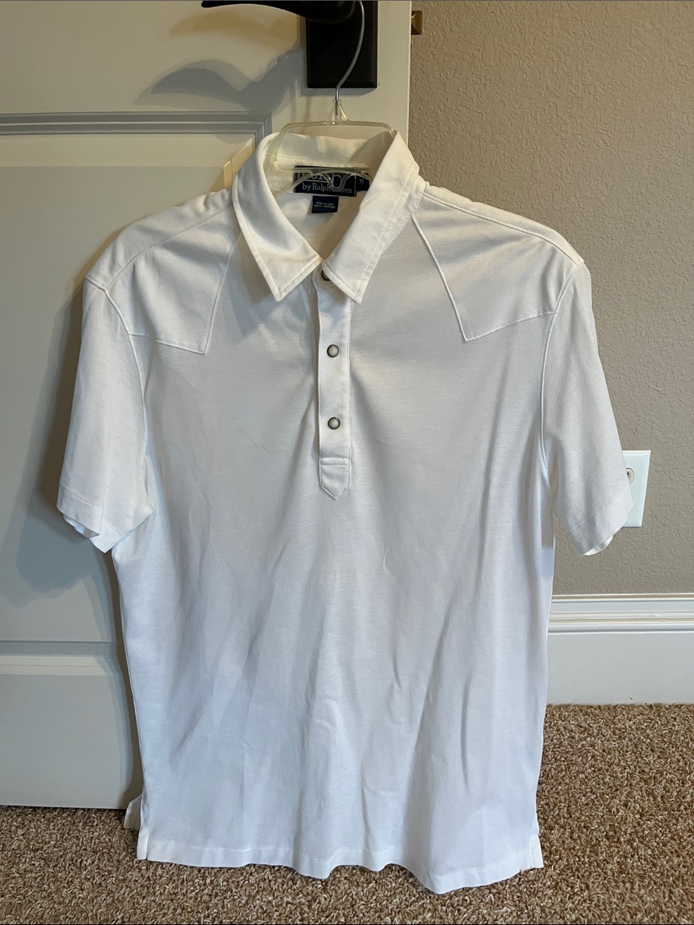 Ralph Lauren White Short Sleeve Polo with Button Placket